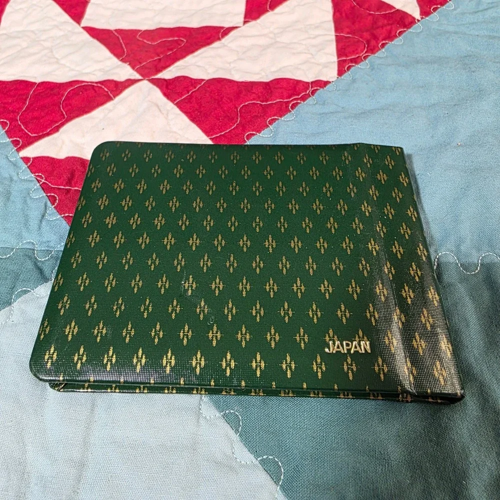 Vintage Small School Autograph‎ Book Memory Journal Green Gold Japan Unused